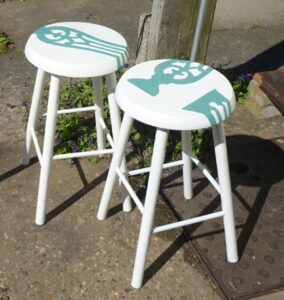 Upcycled painted Stools