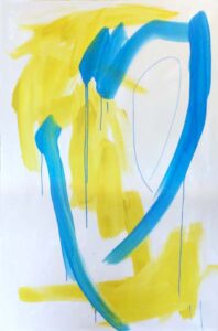Yellow & Blue Abstract - Acrylic on canvas
